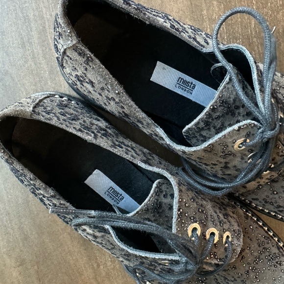 EUC Miista Adelaide Pewter Shine Suede & Leather Oxford Brogues - Size  38 - Picture 4 of 7